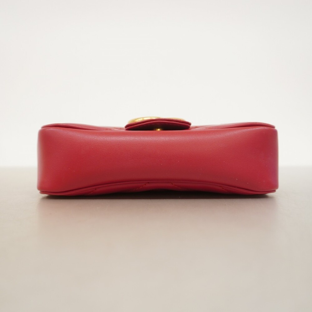 GUCCI Red Leather GG Marmont Shoulder Bag - Picture 3 of 8